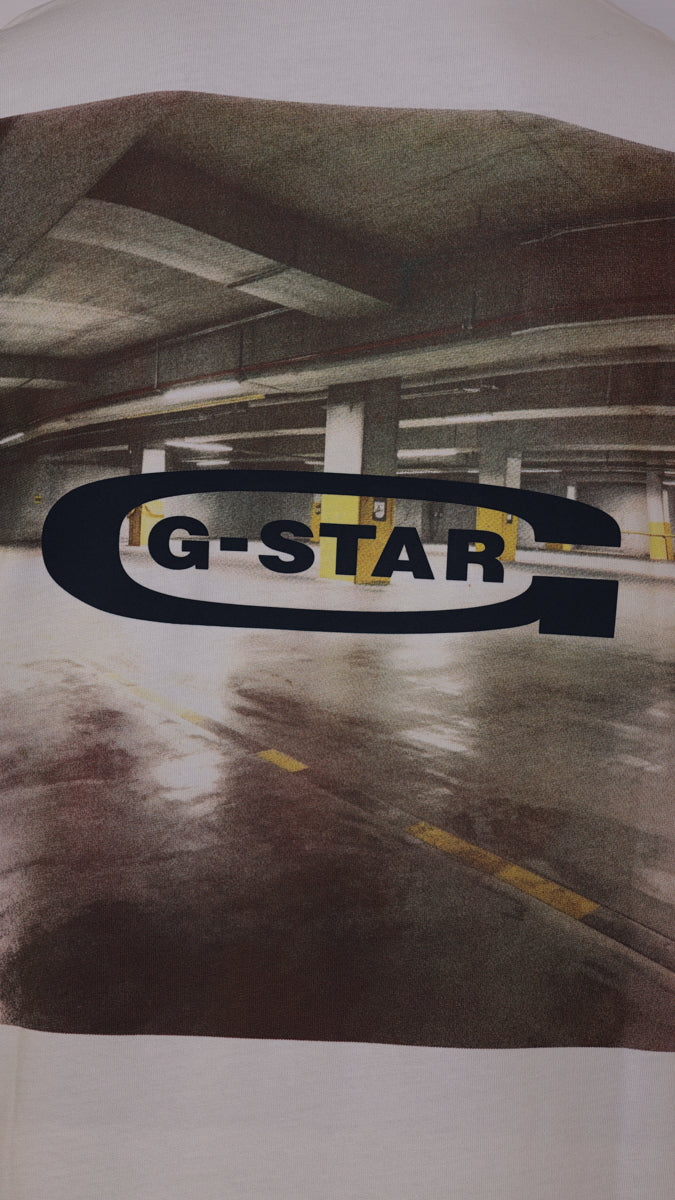 G-Star T-Shirt Photo Print White Car Park
